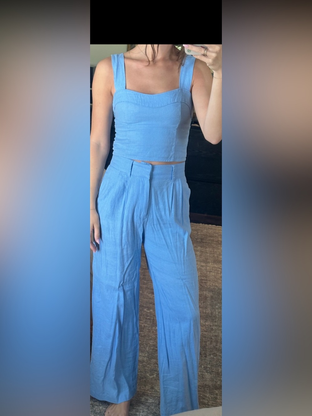 Abercrombie Size XS Light Blue Wide-Leg Cotton-Blend Pants and tank never worn